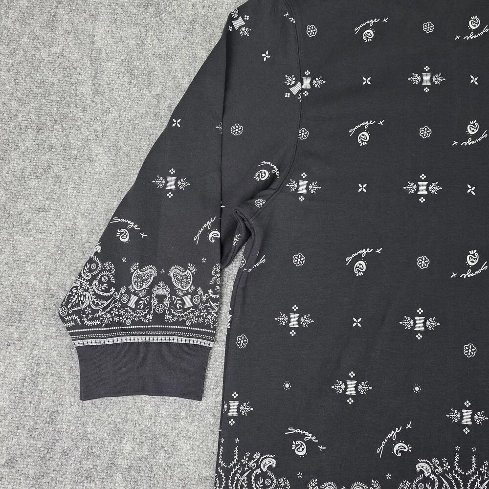 Savage X Fenty Shirt Womens 4X Black Bandana Paisley Long Sleeve Polo Top - Picture 9 of 16